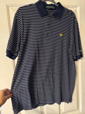 Masters Men's Navy Striped Polo Shirt